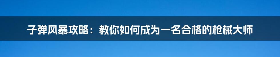 子弹风暴攻略：教你如何成为一名合格的枪械大师