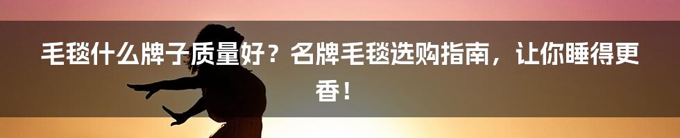 毛毯什么牌子质量好？名牌毛毯选购指南，让你睡得更香！