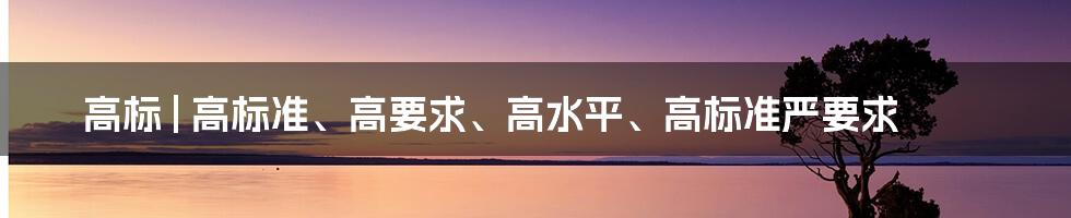 高标 | 高标准、高要求、高水平、高标准严要求