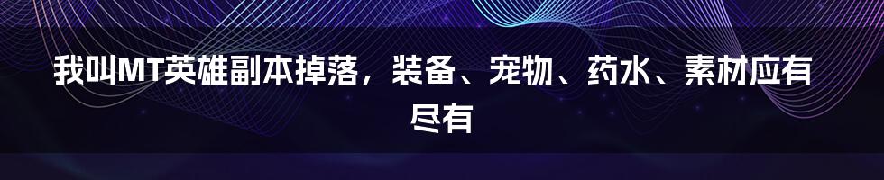 我叫MT英雄副本掉落，装备、宠物、药水、素材应有尽有