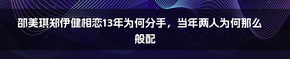 邵美琪郑伊健相恋13年为何分手，当年两人为何那么般配