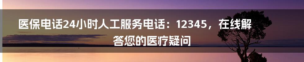 医保电话24小时人工服务电话：12345，在线解答您的医疗疑问