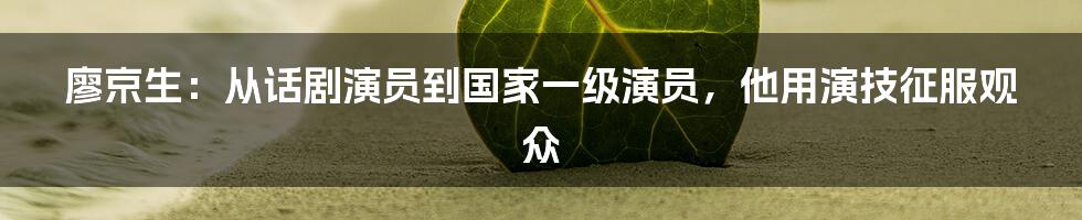 廖京生：从话剧演员到国家一级演员，他用演技征服观众