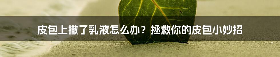 皮包上撒了乳液怎么办？拯救你的皮包小妙招