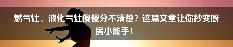 燃气灶、液化气灶傻傻分不清楚？这篇文章让你秒变厨房小能手！