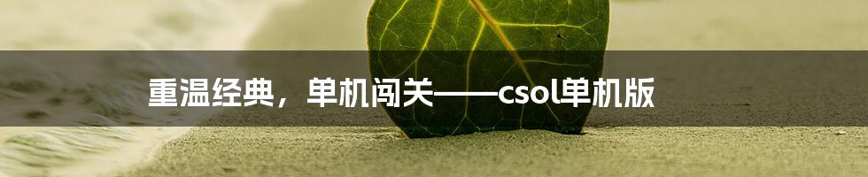 重温经典，单机闯关——csol单机版