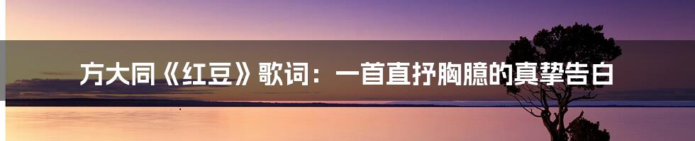 方大同《红豆》歌词：一首直抒胸臆的真挚告白