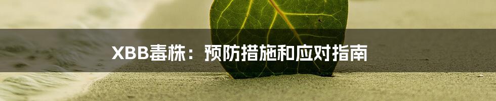 XBB毒株：预防措施和应对指南