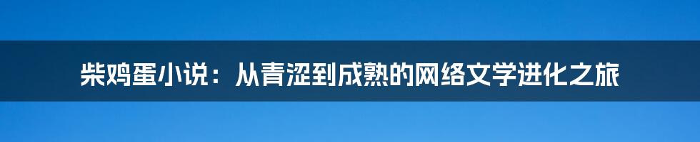 柴鸡蛋小说：从青涩到成熟的网络文学进化之旅