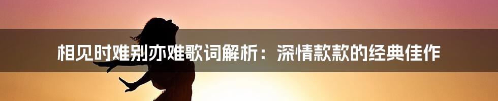 相见时难别亦难歌词解析：深情款款的经典佳作