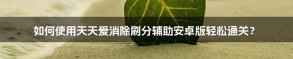 如何使用天天爱消除刷分辅助安卓版轻松通关？