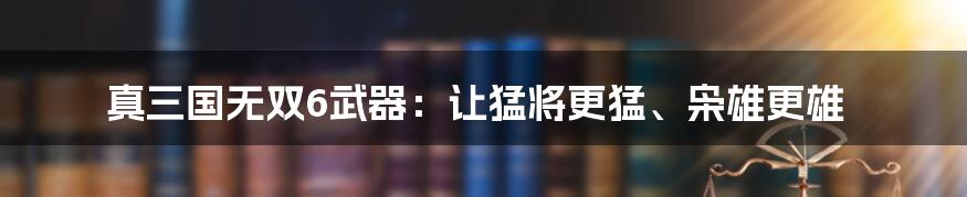 真三国无双6武器：让猛将更猛、枭雄更雄