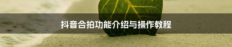 抖音合拍功能介绍与操作教程