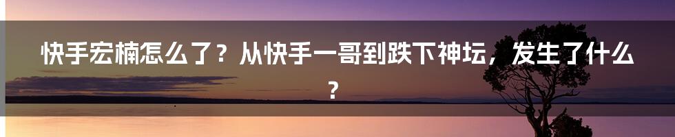 快手宏楠怎么了？从快手一哥到跌下神坛，发生了什么？