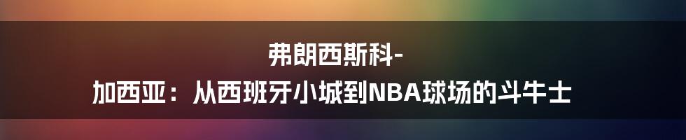 弗朗西斯科-加西亚：从西班牙小城到NBA球场的斗牛士