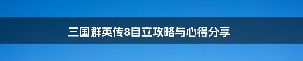 三国群英传8自立攻略与心得分享