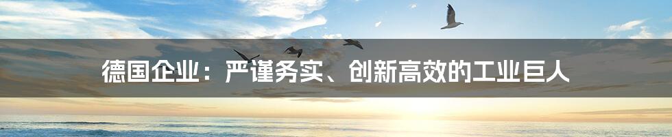 德国企业：严谨务实、创新高效的工业巨人