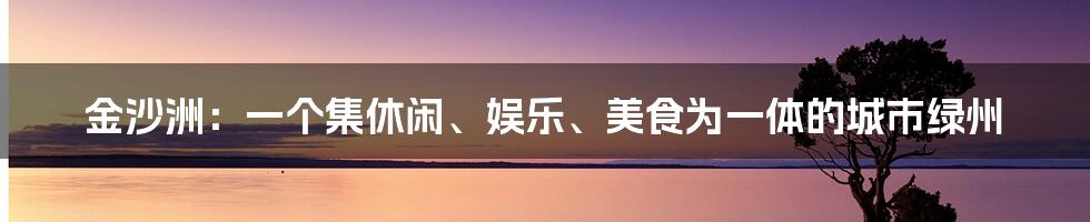 金沙洲：一个集休闲、娱乐、美食为一体的城市绿州