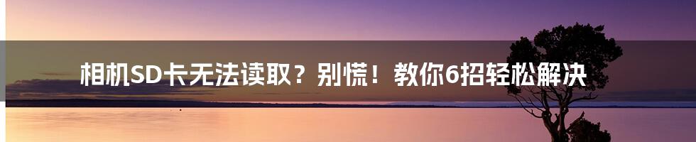 相机SD卡无法读取？别慌！教你6招轻松解决