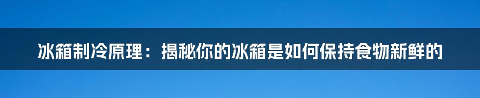 冰箱制冷原理：揭秘你的冰箱是如何保持食物新鲜的