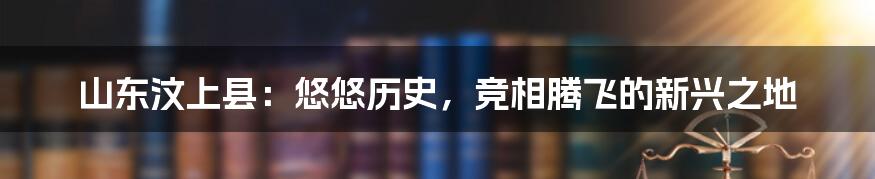 山东汶上县：悠悠历史，竞相腾飞的新兴之地