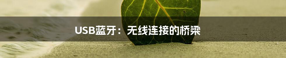 USB蓝牙：无线连接的桥梁