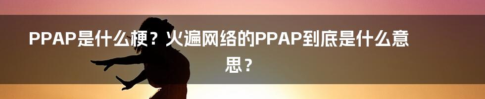 PPAP是什么梗？火遍网络的PPAP到底是什么意思？