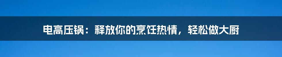 电高压锅：释放你的烹饪热情，轻松做大厨