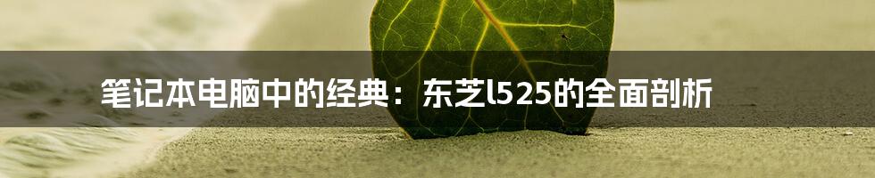 笔记本电脑中的经典：东芝l525的全面剖析