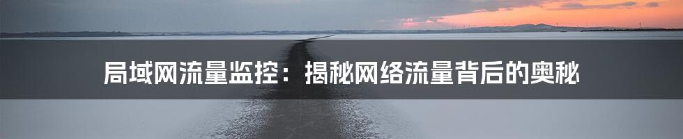 局域网流量监控：揭秘网络流量背后的奥秘