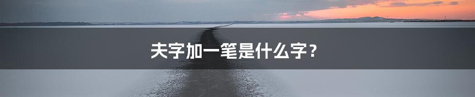 夫字加一笔是什么字？