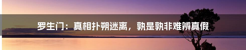 罗生门：真相扑朔迷离，孰是孰非难辨真假