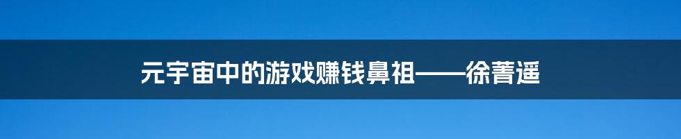 元宇宙中的游戏赚钱鼻祖——徐菁遥