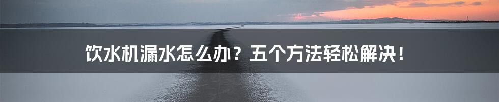 饮水机漏水怎么办？五个方法轻松解决！