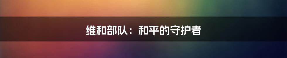 维和部队：和平的守护者