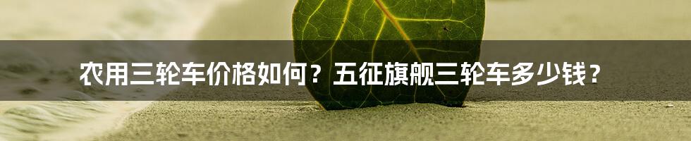 农用三轮车价格如何？五征旗舰三轮车多少钱？