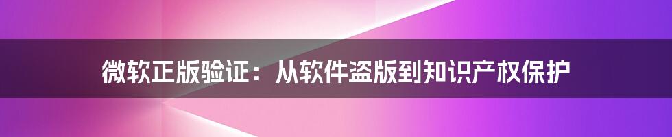 微软正版验证：从软件盗版到知识产权保护