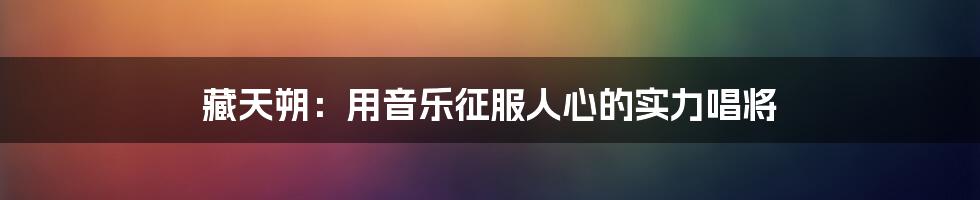 藏天朔：用音乐征服人心的实力唱将