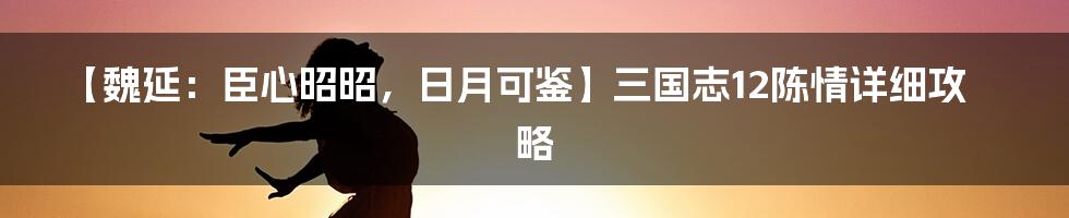 【魏延：臣心昭昭，日月可鉴】三国志12陈情详细攻略