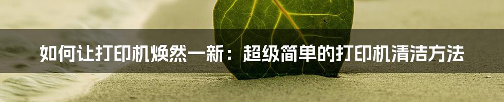 如何让打印机焕然一新：超级简单的打印机清洁方法