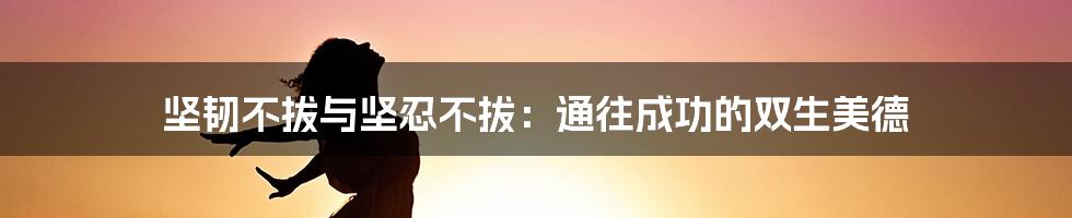 坚韧不拔与坚忍不拔：通往成功的双生美德