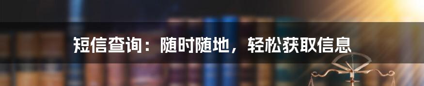 短信查询：随时随地，轻松获取信息