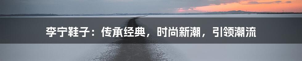 李宁鞋子：传承经典，时尚新潮，引领潮流