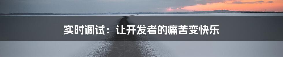 实时调试：让开发者的痛苦变快乐