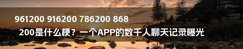 961200 916200 786200 868200是什么梗？一个APP的数千人聊天记录曝光