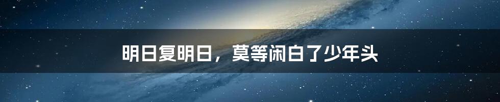 明日复明日，莫等闲白了少年头