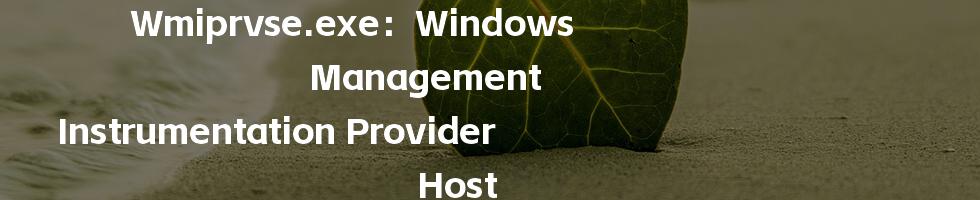 Wmiprvse.exe：Windows Management Instrumentation Provider Host