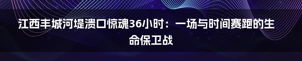 江西丰城河堤溃口惊魂36小时：一场与时间赛跑的生命保卫战