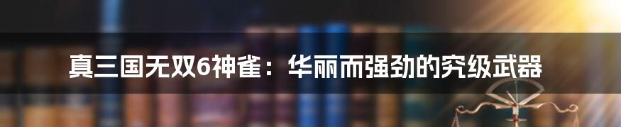 真三国无双6神雀：华丽而强劲的究级武器