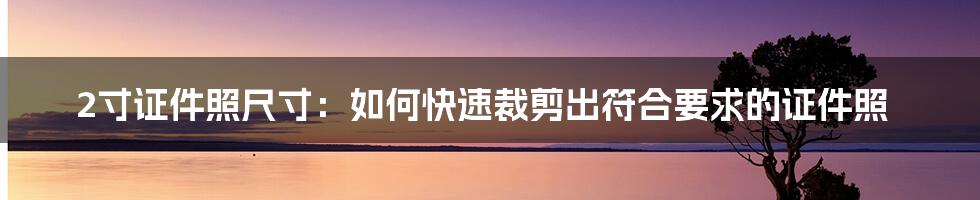 2寸证件照尺寸：如何快速裁剪出符合要求的证件照